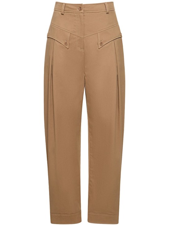 Alberta Ferretti: Pantalones de gabardina de algodón - Beige - women_0 | Luisa Via Roma