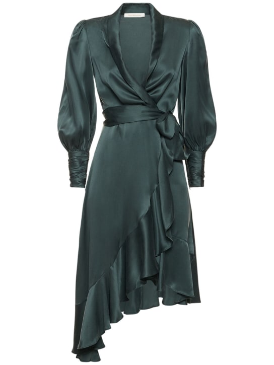Zimmermann: Silk midi wrap dress - women_0 | Luisa Via Roma