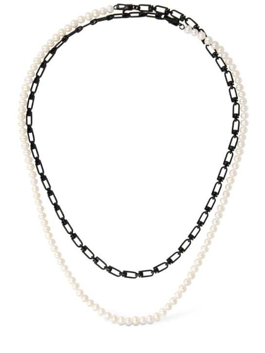 EÉRA: Collier à double chaîne avec perles Reine - Black/Pearl - women_0 | Luisa Via Roma