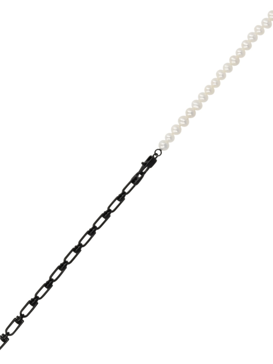 EÉRA: Chain & pearl double Reine necklace - Black/Pearl - men_3 | Luisa Via Roma