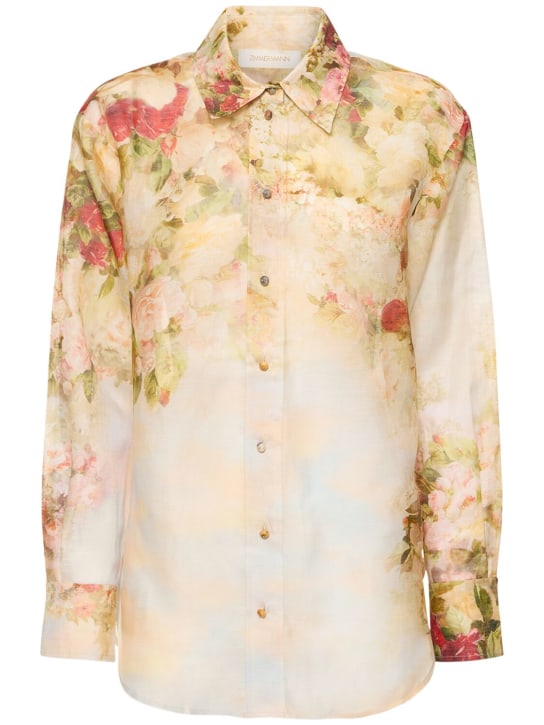 Zimmermann: Luminosity printed silk & linen shirt - Multicolor - women_0 | Luisa Via Roma