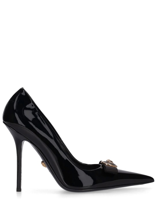 Versace: Escarpins en cuir verni 110 mm - 1b00v-black-ver - women_0 | Luisa Via Roma