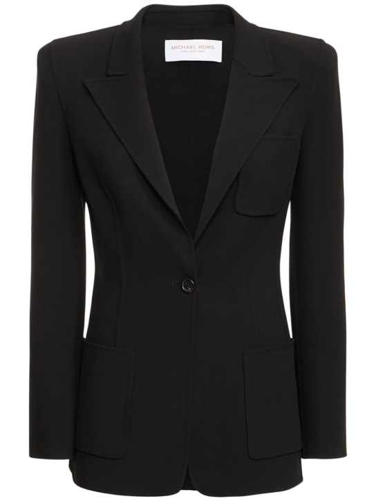 Michael Kors Collection: Stretch wool crepe jacket - Black - women_0 | Luisa Via Roma