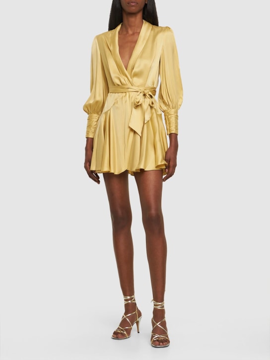 Zimmermann: Silk mini wrap dress - Gelb - women_1 | Luisa Via Roma