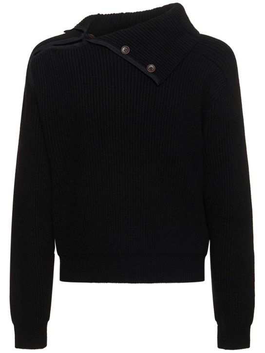 Jacquemus: La Maille Vega wool blend sweater - Siyah - men_0 | Luisa Via Roma