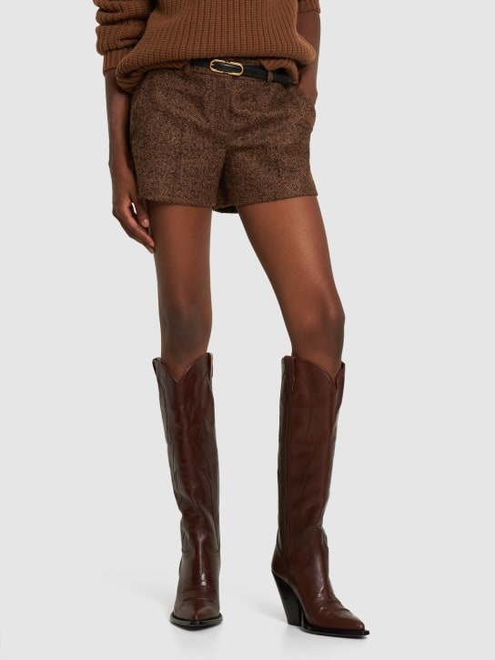 SONORA: 90mm Rancho leather tall boots - Dark Brown - women_1 | Luisa Via Roma
