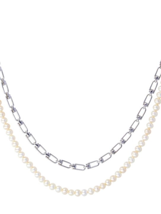 EÉRA: Collier à double chaîne avec perles Reine - Silver/Pearl - women_1 | Luisa Via Roma