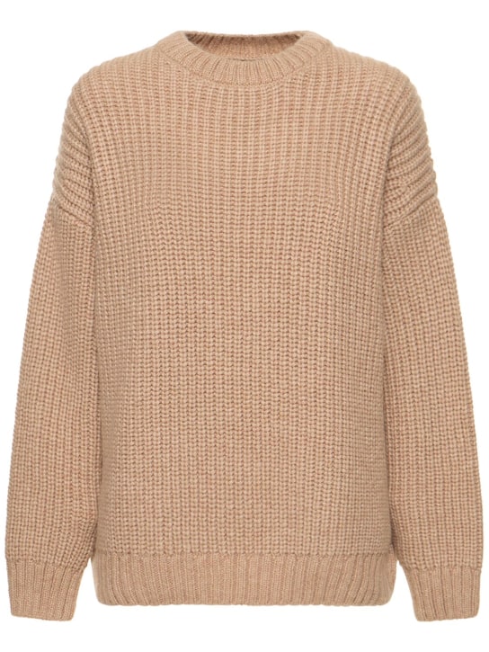 ANINE BING: Sydney wool blend crewneck sweater - Brown - women_0 | Luisa Via Roma