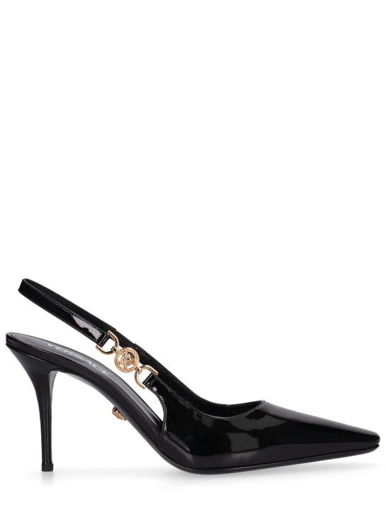 Versace: 85毫米皮革露跟高跟鞋 - 黑色 - women_0 | Luisa Via Roma