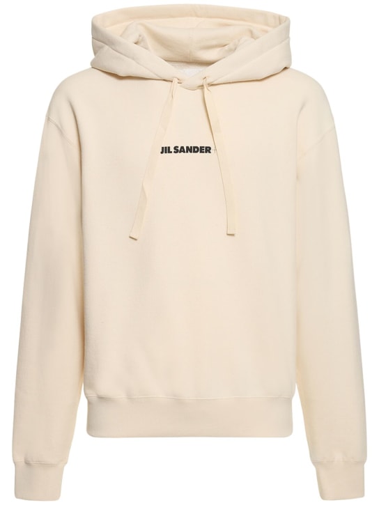 Jil Sander: Cotton jersey logo hooded sweatshirt - men_0 | Luisa Via Roma