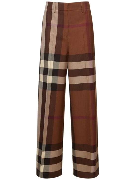 Burberry: Pantalon large à carreaux Divya - Dark Birch Brow - women_0 | Luisa Via Roma