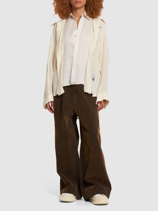 Mihara Yasuhiro: Double layered cupro blend shirt - Bej - women_1 | Luisa Via Roma