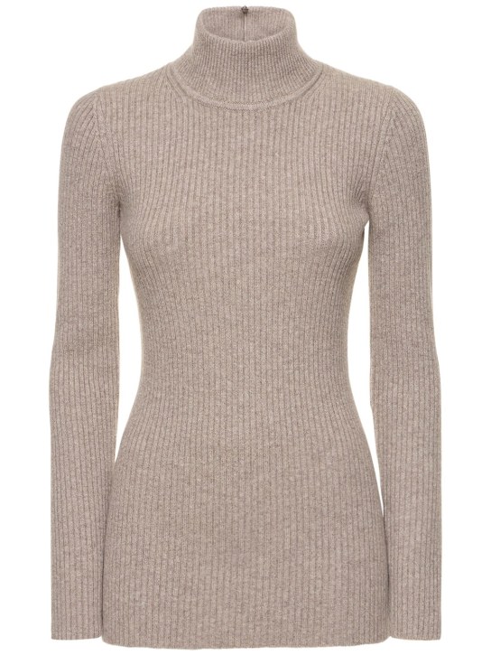 Michael Kors Collection: Cashmere blend knit turtleneck sweater - Grey - women_0 | Luisa Via Roma
