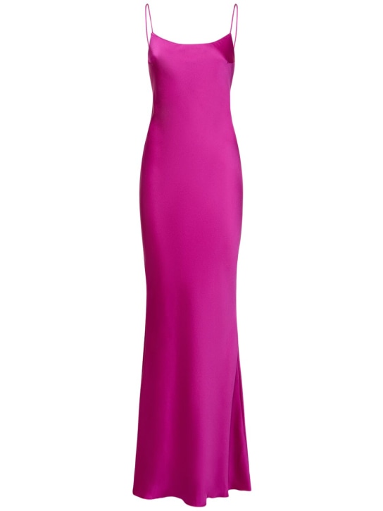 The Andamane: Bedrucktes Maxi-Slip-Kleid aus Satin „Ninfea“ - women_0 | Luisa Via Roma