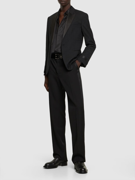 Versace: Chaqueta de lana uniforme - Negro - men_1 | Luisa Via Roma