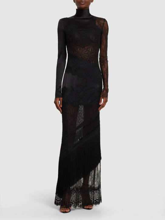 Tom Ford: Patchwork lace & satin long dress - women_1 | Luisa Via Roma
