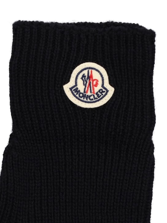 Moncler: Extrafine wool tricot gloves - Black - men_1 | Luisa Via Roma