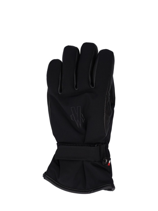 Moncler Grenoble: Nylon & leather padded gloves - Black - kids-girls_1 | Luisa Via Roma