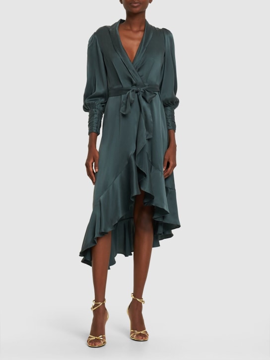 Zimmermann: Silk midi wrap dress - women_1 | Luisa Via Roma