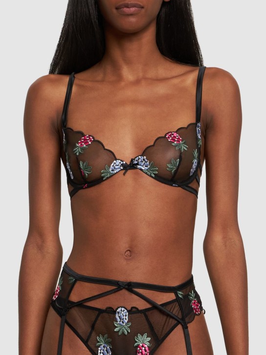 Fleur Du Mal: Bondage Pineapple suspender belt - Black - women_1 | Luisa Via Roma