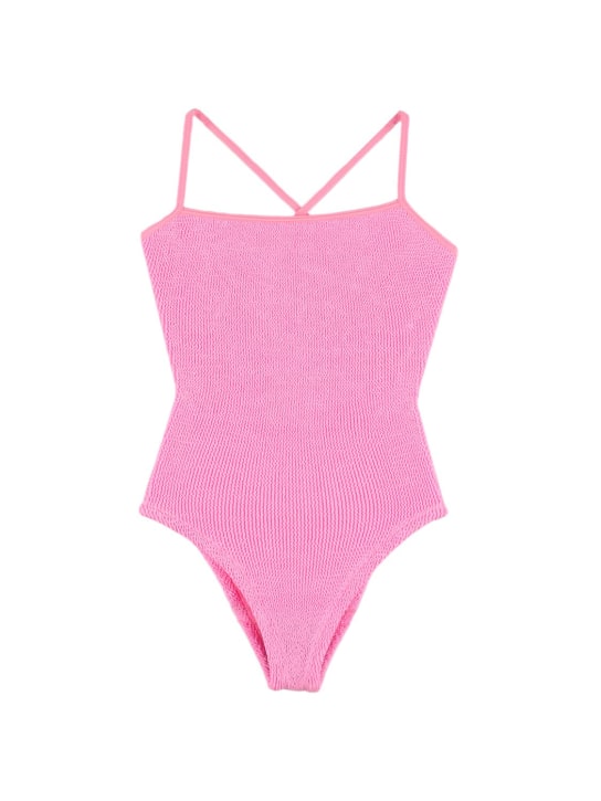 Hunza G: One piece Lycra swimsuit - Pink - kids-girls_0 | Luisa Via Roma