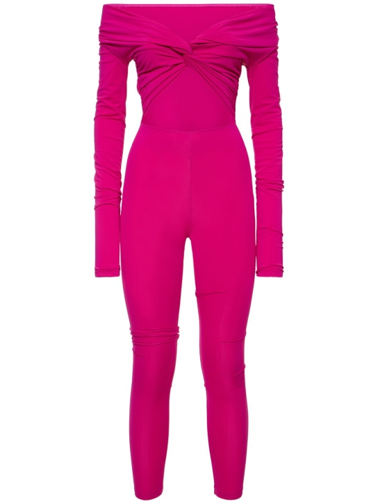 The Andamane: Kendall matte lycra cutout jumpsuit - Pink - women_0 | Luisa Via Roma