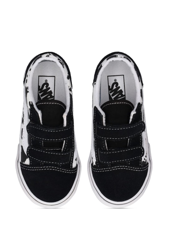 Vans: Old Skool V leather blend strap sneakers - Siyah/Beyaz - kids-boys_1 | Luisa Via Roma