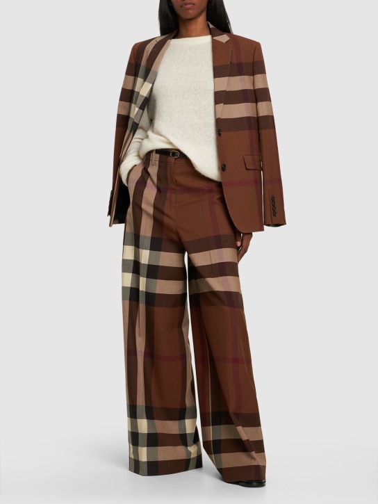 Burberry: Pantalon large à carreaux Divya - Dark Birch Brow - women_1 | Luisa Via Roma