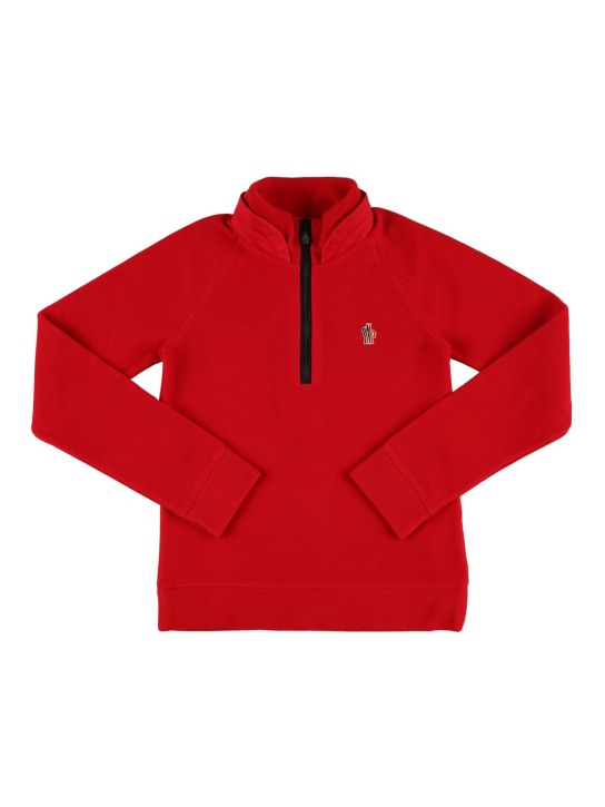Moncler Grenoble: Fleece zip-up sweatshirt - Red - kids-girls_0 | Luisa Via Roma