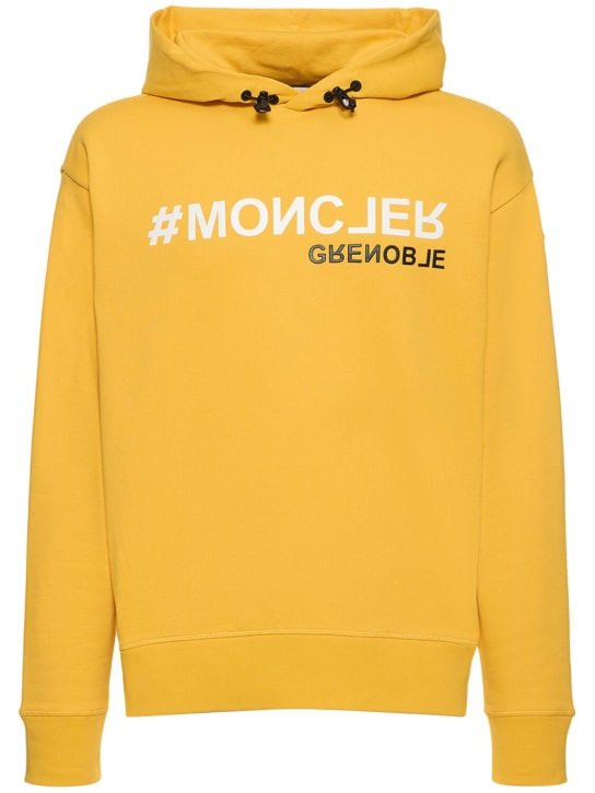 Moncler Grenoble: Combed cotton sweatshirt hoodie - Yellow - men_0 | Luisa Via Roma