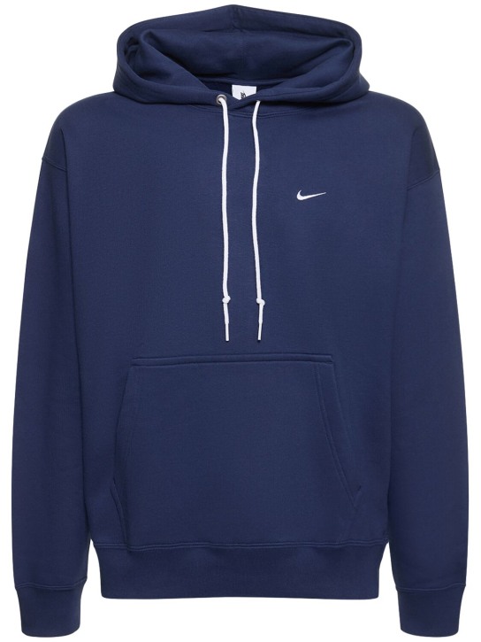 Nike: Solo Swoosh cotton blend hoodie - Midnight Navy/W - men_0 | Luisa Via Roma
