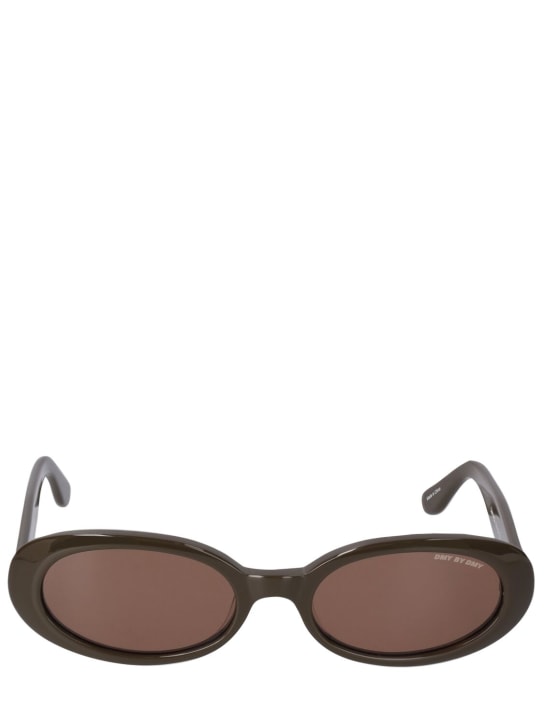 DMY Studios: Valentina oval acetate sunglasses - Chocolate/Brown - men_0 | Luisa Via Roma