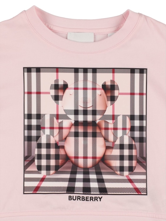 Burberry: Camiseta de jersey de algodón con logo - Rosa - kids-girls_1 | Luisa Via Roma