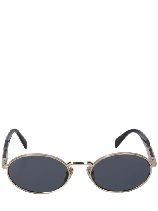 Prada: Heritage oval metal sunglasses - Black/Grey - women_0 | Luisa Via Roma