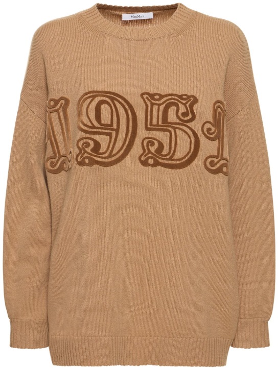 Max Mara: Fido 1951 flocked wool knit sweater - Bej - women_0 | Luisa Via Roma