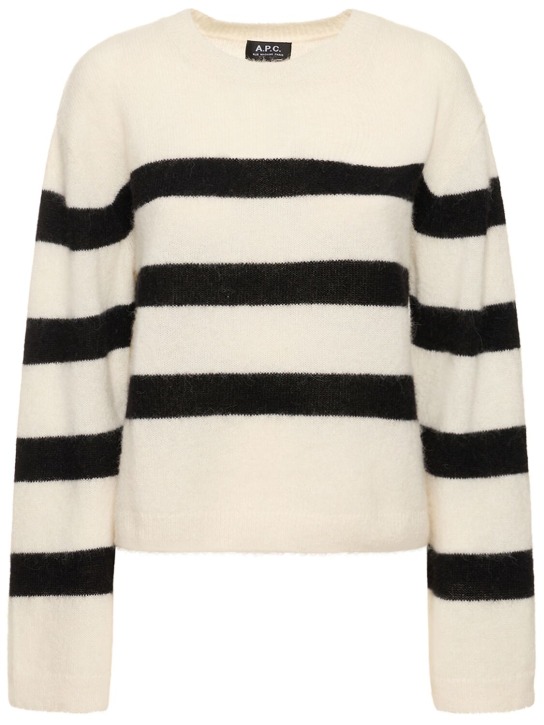 A.P.C.: Madison alpaca blend sweater - White/Black - women_0 | Luisa Via Roma