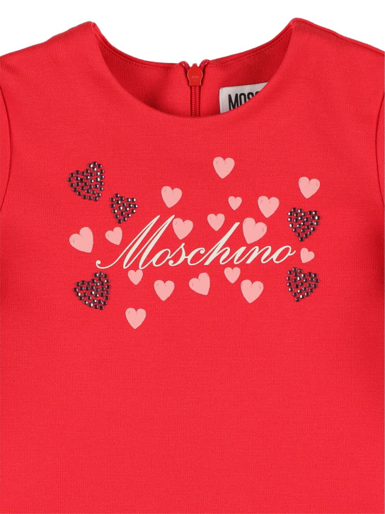 Moschino: Hearts print Punto Milano dress - Red - kids-girls_1 | Luisa Via Roma