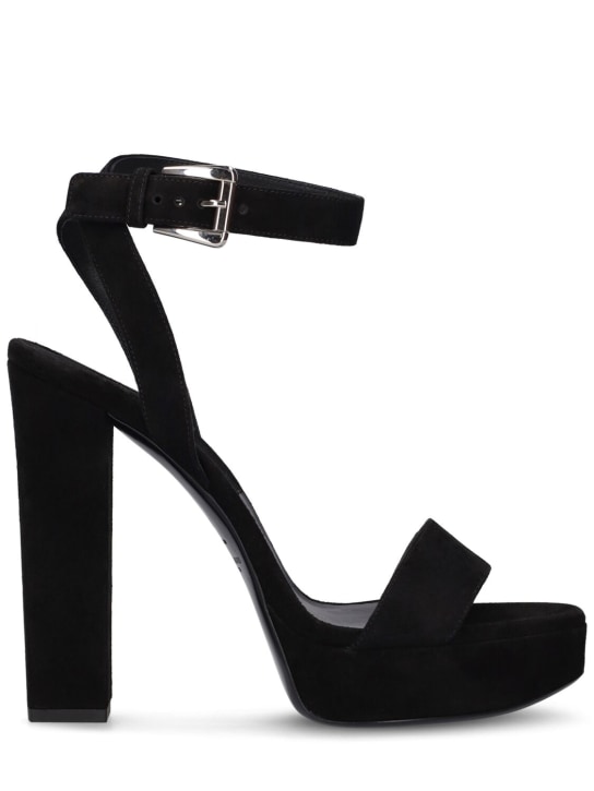 Michael Kors Collection: 110mm Annabelle runway suede sandals - Black - women_0 | Luisa Via Roma