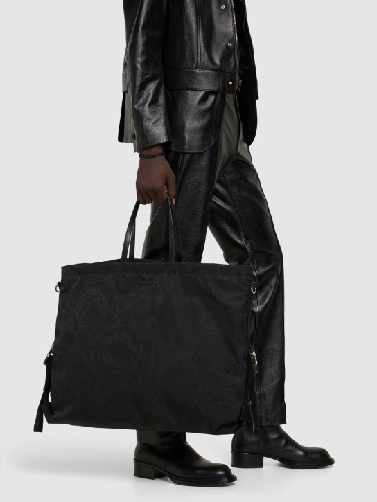 Versace: Barocco nylon tote bag - Black - men_1 | Luisa Via Roma