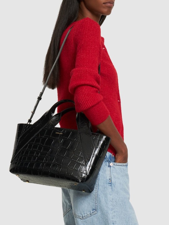 ANINE BING: Maya embossed leather tote bag - Black - women_1 | Luisa Via Roma