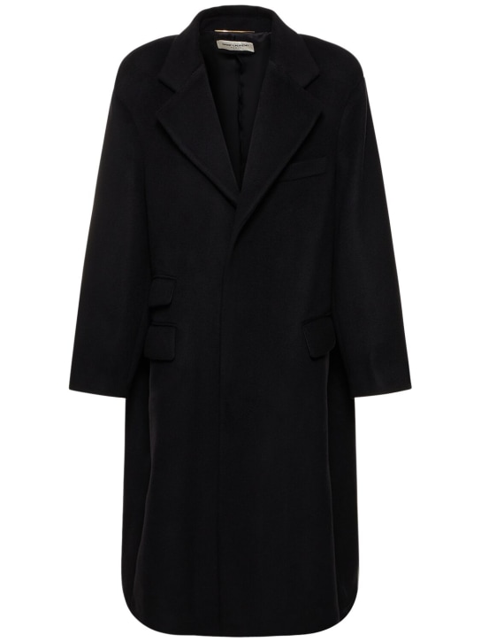 Saint Laurent: Oversize wool blend coat - Black - women_0 | Luisa Via Roma