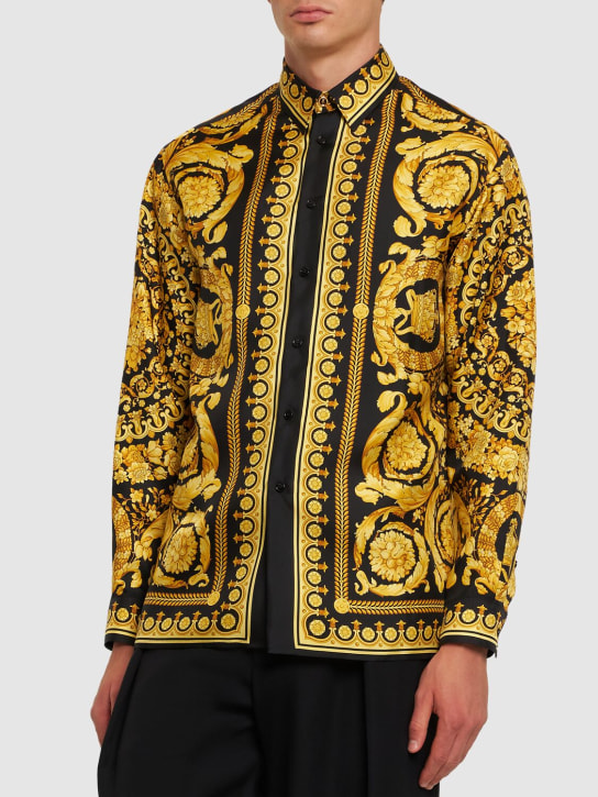 Versace: Barocco print silk twill shirt - men_2 | Luisa Via Roma