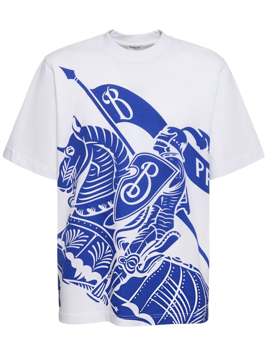 Burberry: Logo print t-shirt - White/Blue - men_0 | Luisa Via Roma