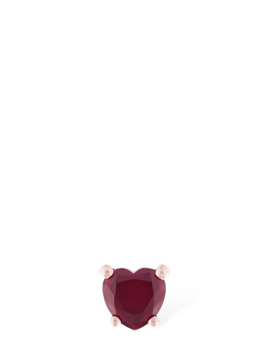 DoDo: 9kt Heart synthetic ruby mono earring - Fuşya - women_0 | Luisa Via Roma