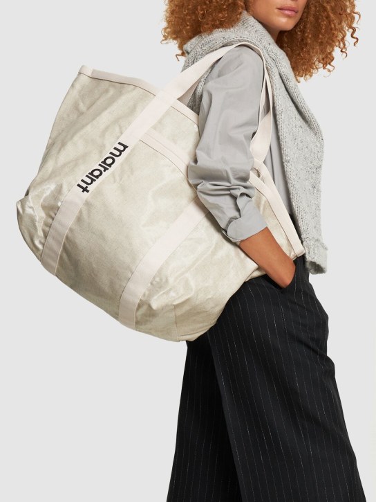 Isabel Marant: Warden cotton tote bag - Ecru - women_1 | Luisa Via Roma