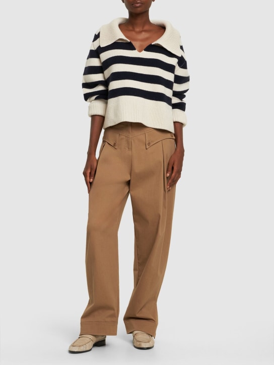 Alberta Ferretti: Pantalones de gabardina de algodón - Beige - women_1 | Luisa Via Roma