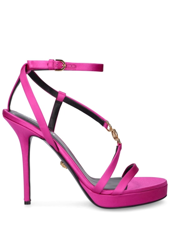 Versace: 115mm Satin high heel sandals - Fuşya - women_0 | Luisa Via Roma