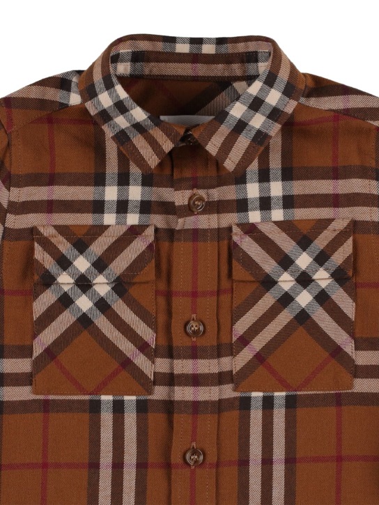 Burberry: Check print cotton poplin shirt - Brown - kids-boys_1 | Luisa Via Roma