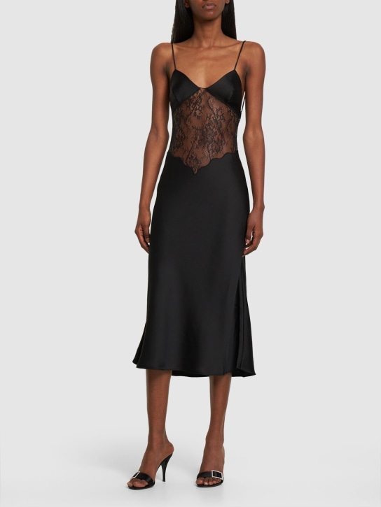 The Andamane: Jessica lace & satin midi dress - Siyah - women_1 | Luisa Via Roma