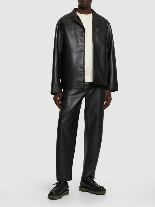Nanushka: Regenerated leather jacket - Siyah - men_1 | Luisa Via Roma